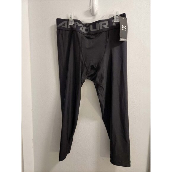 UNDER ARMOUR COMPRESSION TIGHTS - MENS LARGE - BLACK WITH RED LOGO - BRAND NEW - Picture 1 of 4